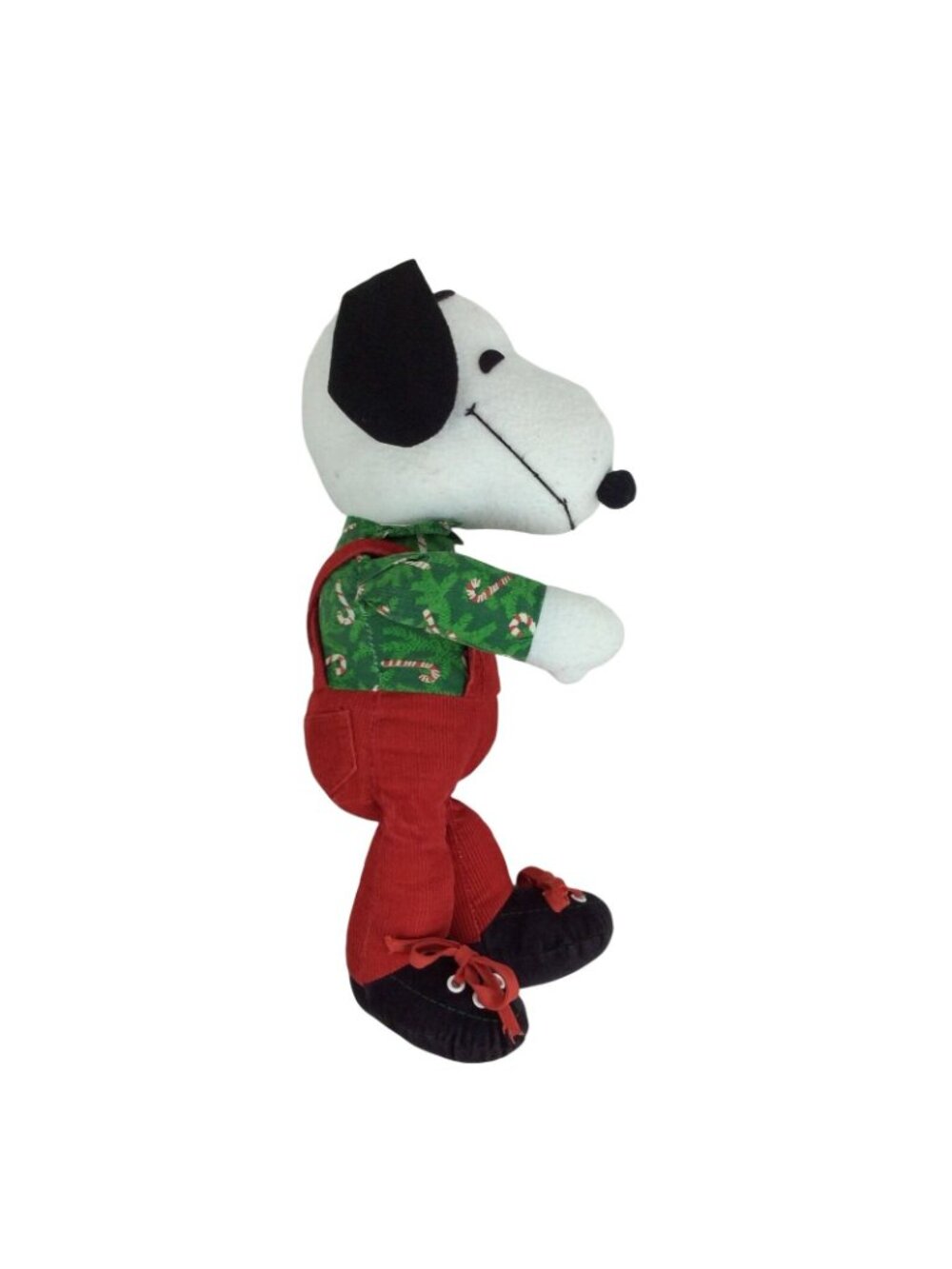 Vintage Snoopy Christmas Plush 13 inch Peanuts Doll In Red Overalls - Picture 2 of 6